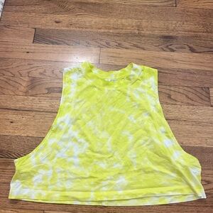 Lululemon Athletica Yellow White Crop Muscle Tee